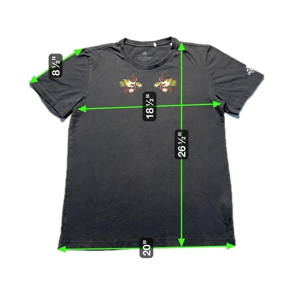 Rare Adidas Japan Rugby Dragon Map Sukajan Style Tee Black Medium